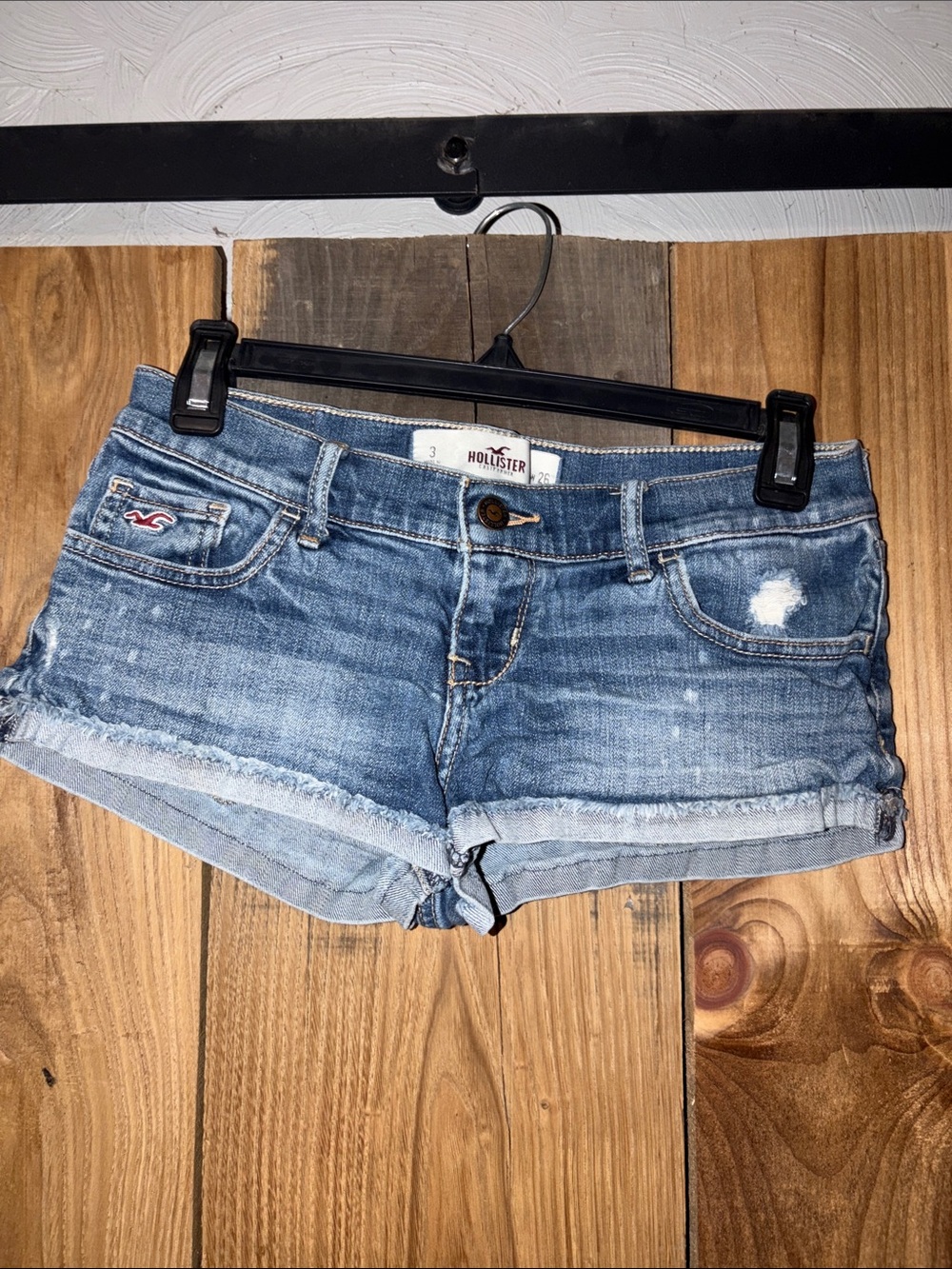 Y2K Hollister Light Blue Frayed Denim Cutoff Shorts